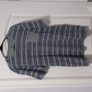 DH3 Men's Grey and Blue Striped T-Shirt